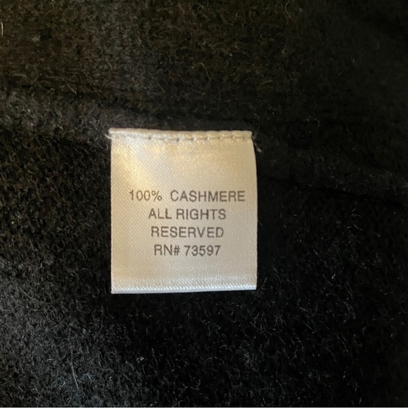 Raffi Cashmere Cardigan Open Front Cable Knit Fringe Black Sz. S - Picture 3 of 9